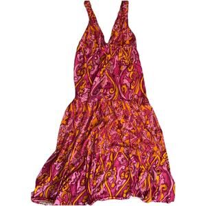 Anthropologie Maeve Eviana Shirred Tiered Maxi Dress Pink Medium Resort Boho